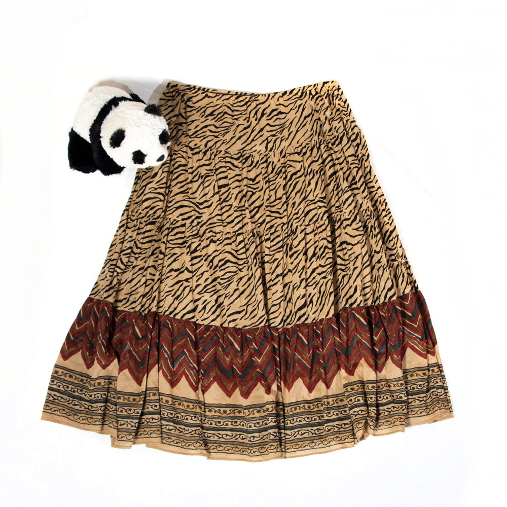 Brown Ralph Lauren safari print full length skirt